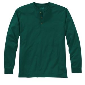 L.L. Bean | Men's Carefree Unshrinkable Tee, Long-Sleeve Henley | Size M Reg